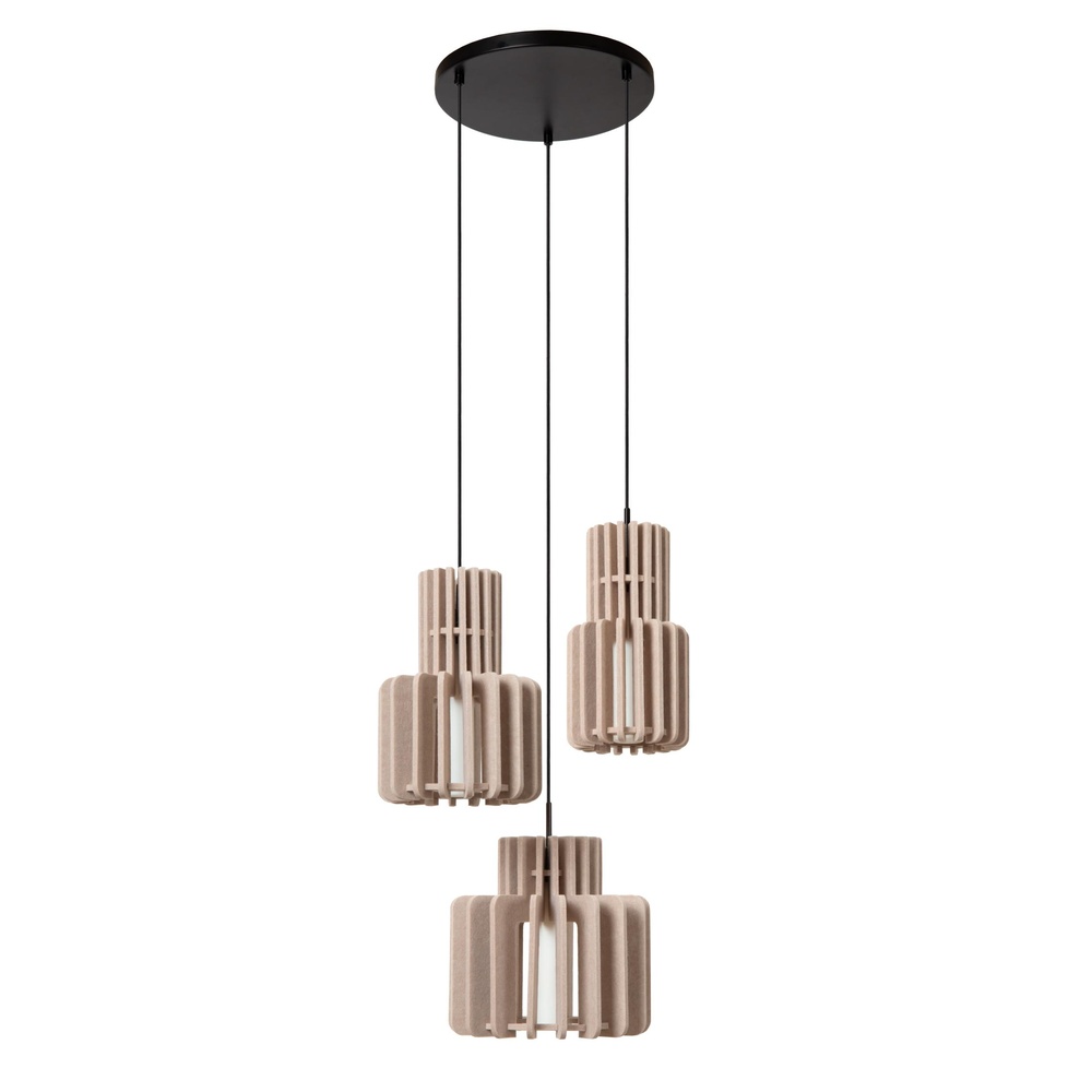 Lucide Design hanglampRollo 3-lichts zand bruin - 45491/13/41